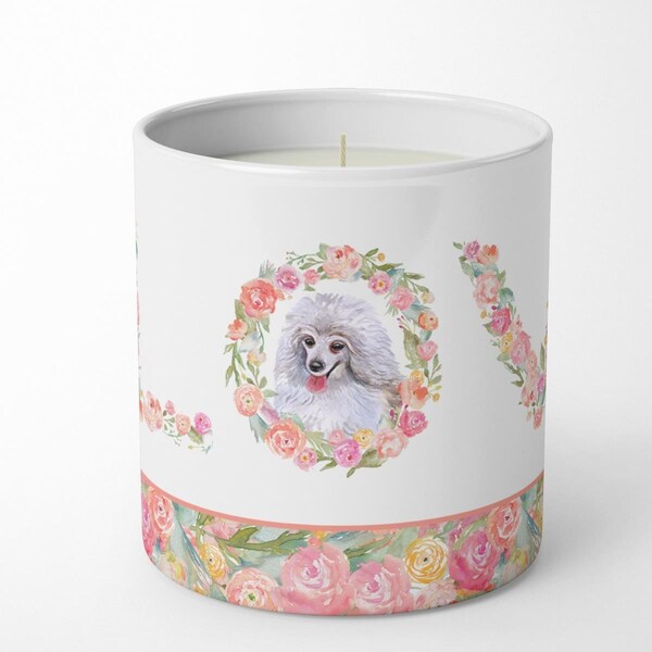 Carolines Treasures 3.75 x 3.25 in. Unisex White Poodle Love 10 oz Decorative Soy Candle WDK4606CDL - main